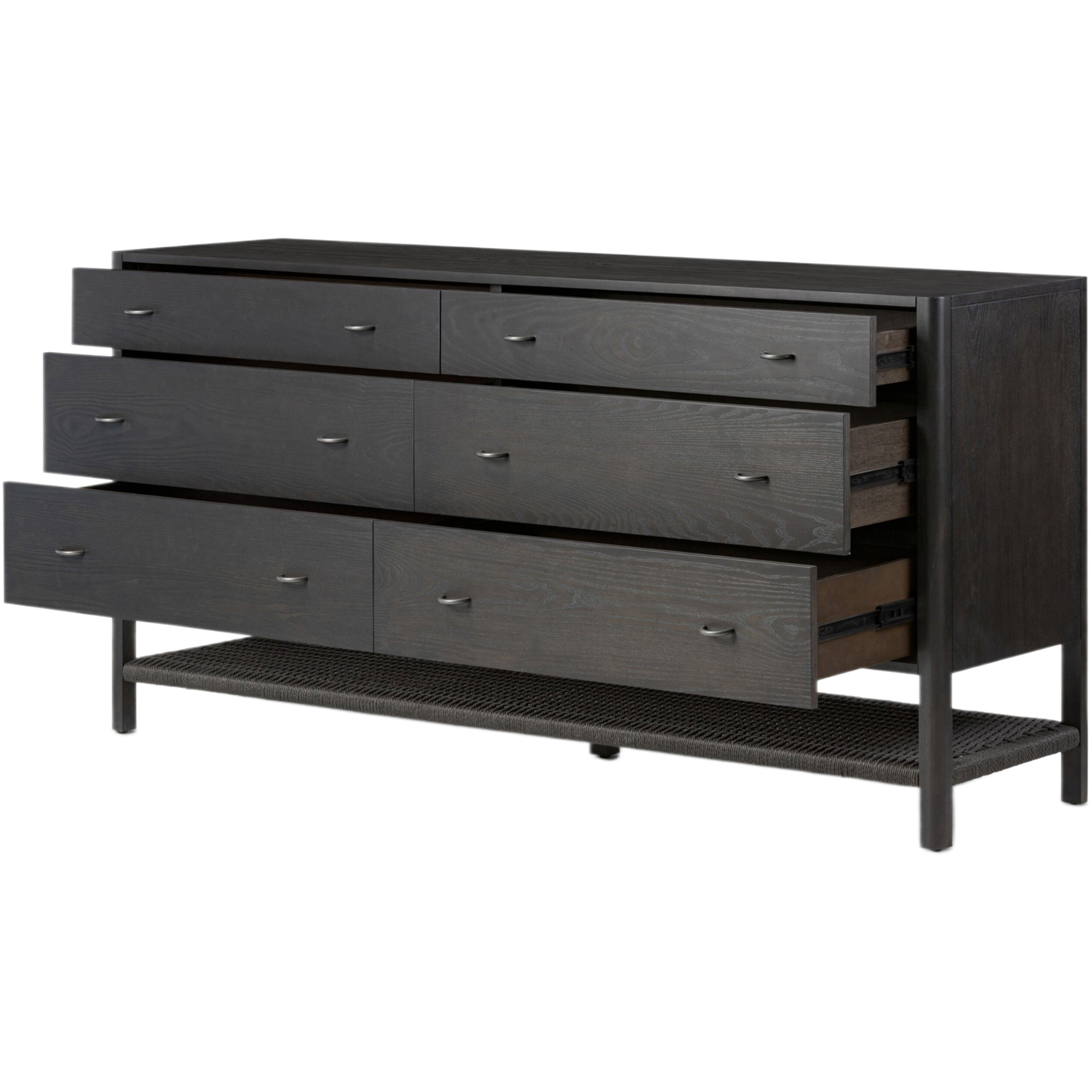 Holly 6-Drawer Dresser, Woven Rush/Smoked Black Ash 4 Holly 6-Drawer Dresser, Woven Rush/Smoked Black Ash