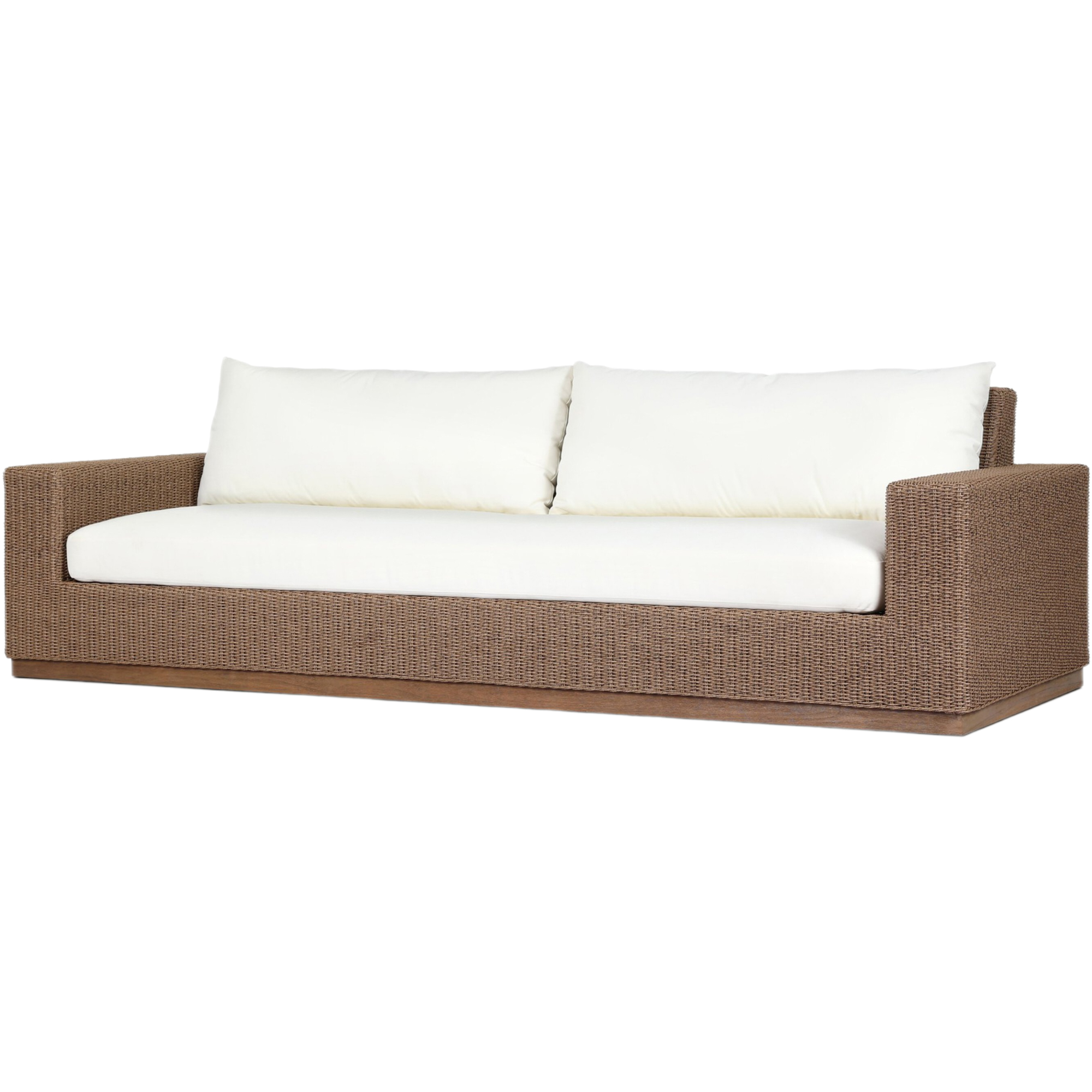 Oakryn 106" Outdoor Woven Hyacinth Teak Sofa, Arashi Salt