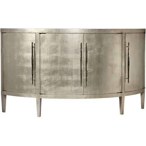 Melange Amberly Metallic 4-Door Credenza, Silver Leaf 1 Melange Amberly Metallic 4-Door Credenza, Silver Leaf