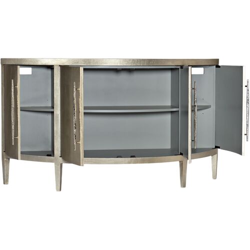 Melange Amberly Metallic 4-Door Credenza, Silver Leaf 2 Melange Amberly Metallic 4-Door Credenza, Silver Leaf