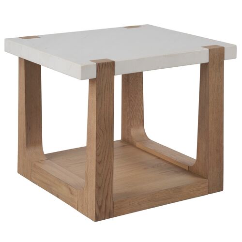Rosa End Table, Natural Oak/White Quartz 1 Rosa End Table, Natural Oak/White Quartz