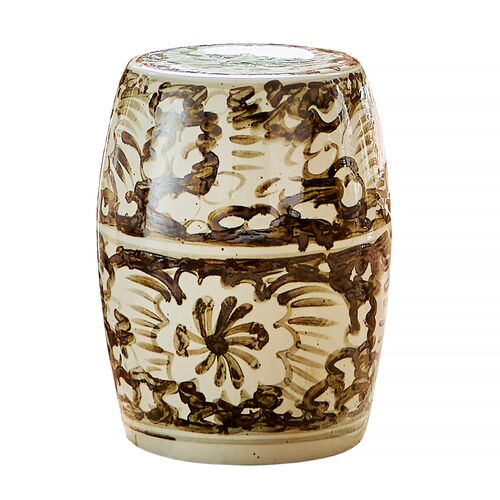 18" Rustic Porcelain Garden Stool Twist Flower, Brown 1 18" Rustic Porcelain Garden Stool Twist Flower, Brown