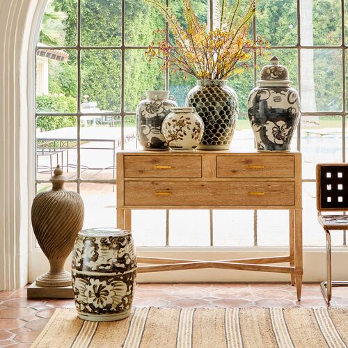 18" Rustic Porcelain Garden Stool Twist Flower, Brown 2 18" Rustic Porcelain Garden Stool Twist Flower, Brown