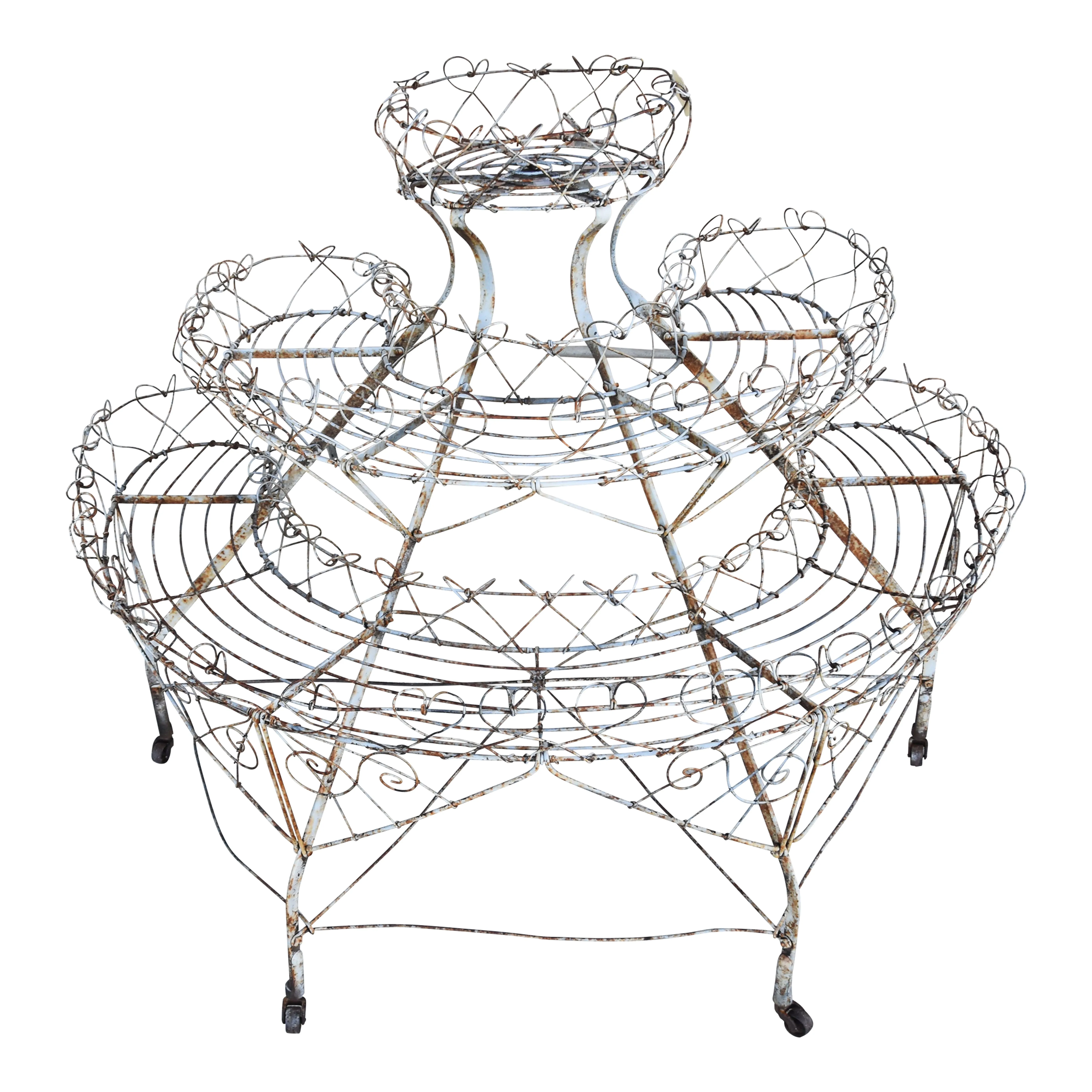 Vintage French Wire Tiered Plant Stand 1 Vintage French Wire Tiered Plant Stand