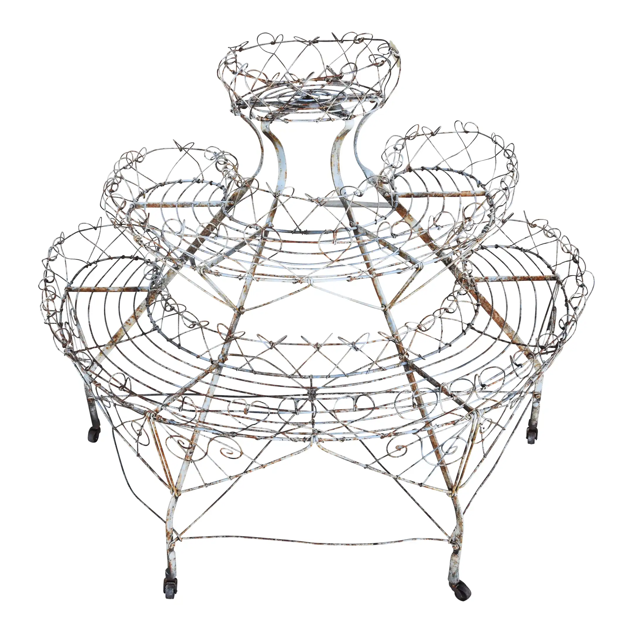 Vintage French Wire Tiered Plant Stand 2 Vintage French Wire Tiered Plant Stand