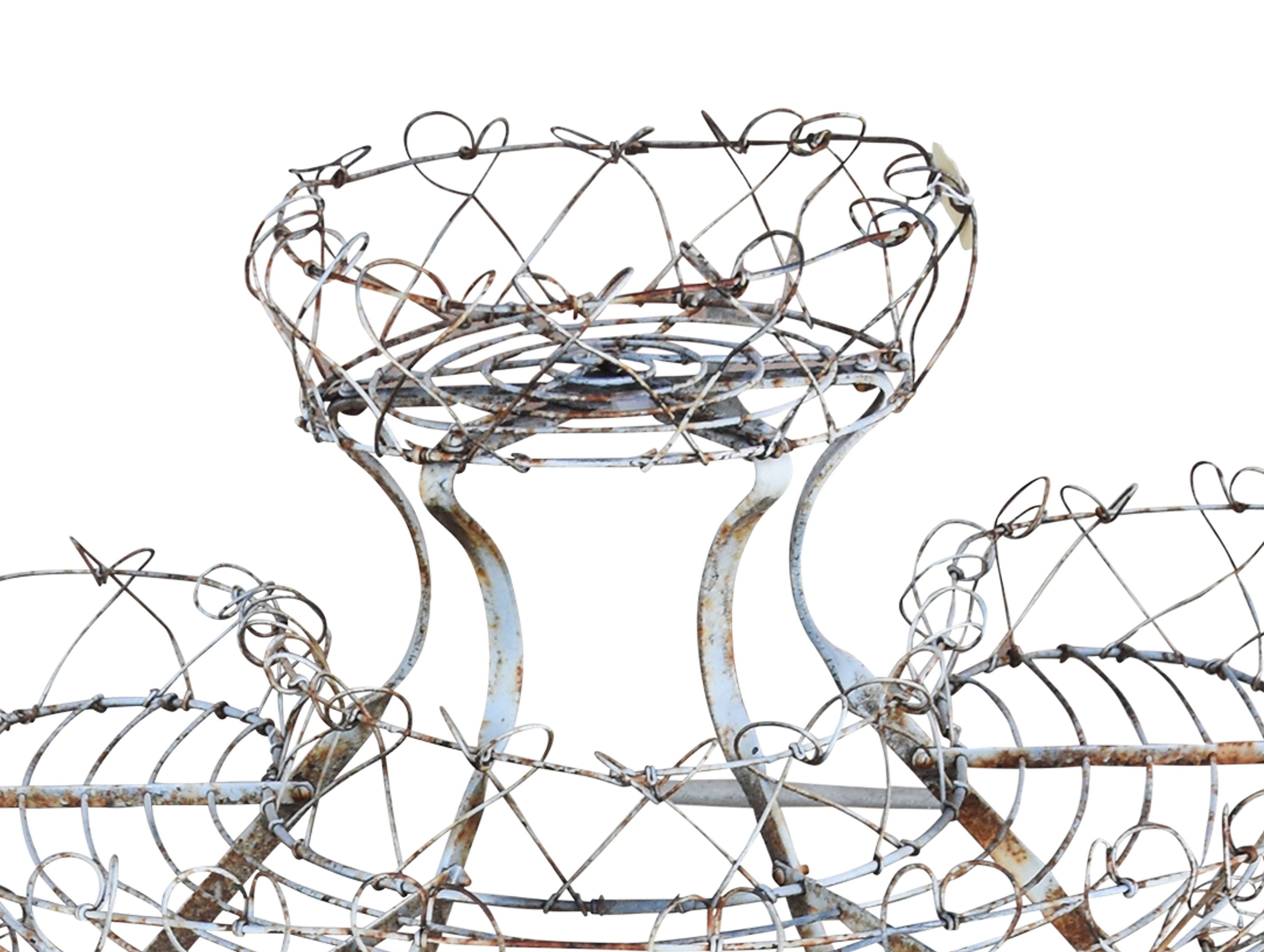 Vintage French Wire Tiered Plant Stand 8 Vintage French Wire Tiered Plant Stand