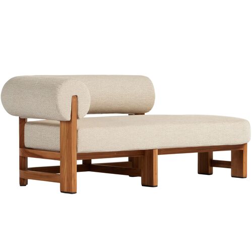 Kirby Outdoor Left-Facing Chaise, Natural Teak/Sand 1 Kirby Outdoor Left-Facing Chaise, Natural Teak/Sand