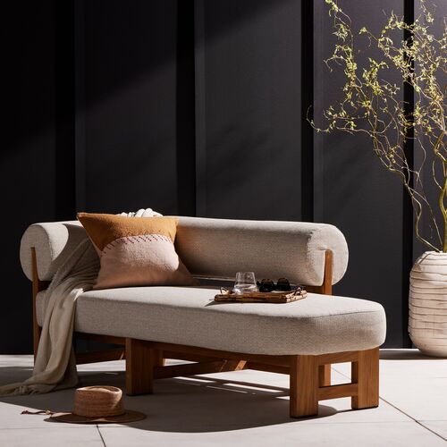 Kirby Outdoor Left-Facing Chaise, Natural Teak/Sand 2 Kirby Outdoor Left-Facing Chaise, Natural Teak/Sand