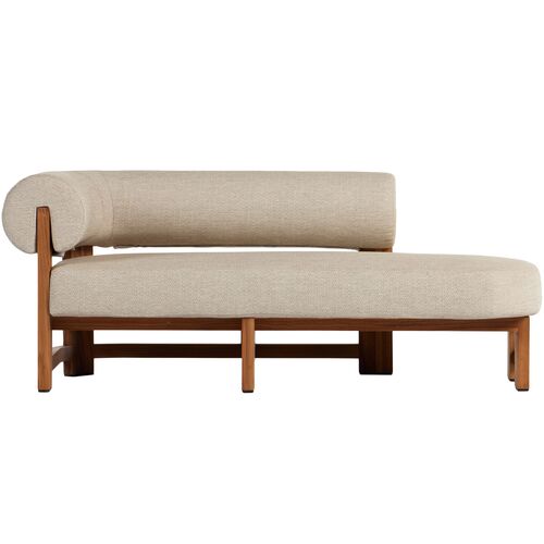 Kirby Outdoor Left-Facing Chaise, Natural Teak/Sand 3 Kirby Outdoor Left-Facing Chaise, Natural Teak/Sand