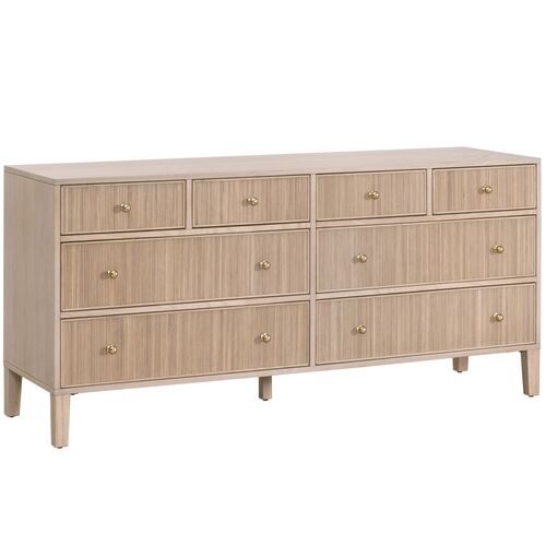 Linden Fluted 8-Drawer Oak Double Dresser