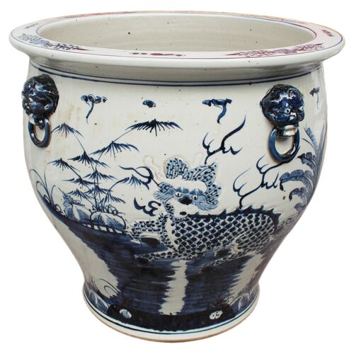 23" Kylin Planter, Blue/White