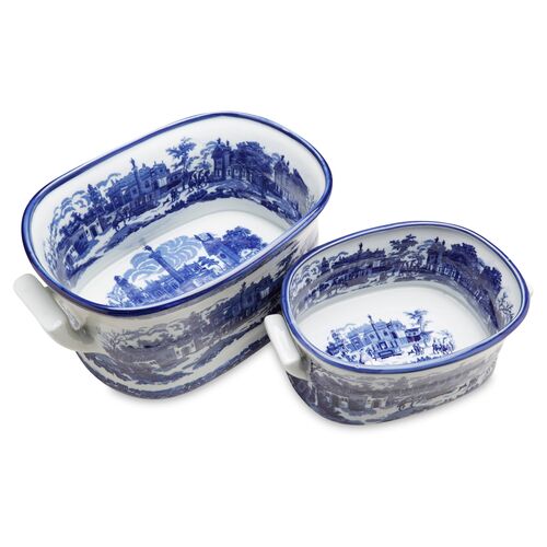 Asst. of 2 Patterned Planters, Blue 2 Asst. of 2 Patterned Planters, Blue