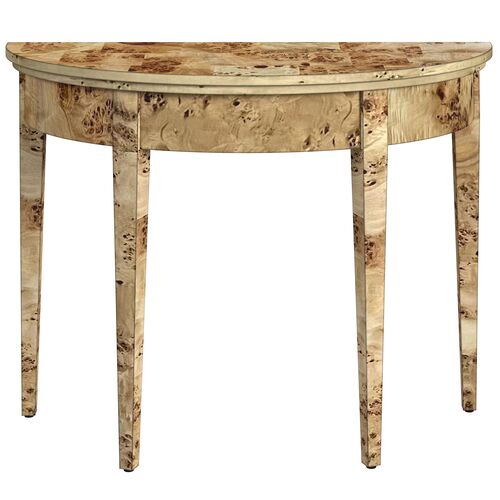 Ruth Demilune Burl 36" Console Table 1 Ruth Demilune Burl 36" Console Table