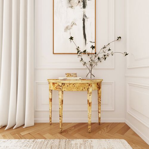 Ruth Demilune Burl 36" Console Table 7 Ruth Demilune Burl 36" Console Table