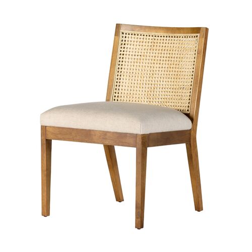 Aimee Cane Dining Side Chair, Natural/Flax