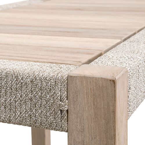 Easton Outdoor Console Table, Taupe & White Flat Rope/Gray Teak 3 Easton Outdoor Console Table, Taupe & White Flat Rope/Gray Teak