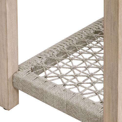 Easton Outdoor Console Table, Taupe & White Flat Rope/Gray Teak 4 Easton Outdoor Console Table, Taupe & White Flat Rope/Gray Teak
