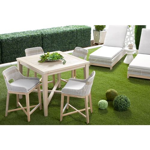 Easton Outdoor 42" Square Counter Table, Gray Teak 13 Easton Outdoor 42" Square Counter Table, Gray Teak