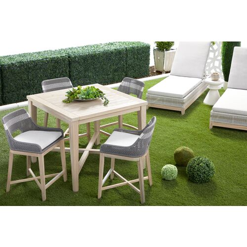 Easton Outdoor 42" Square Counter Table, Gray Teak 14 Easton Outdoor 42" Square Counter Table, Gray Teak