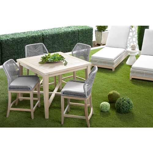 Easton Outdoor 42" Square Counter Table, Gray Teak 8 Easton Outdoor 42" Square Counter Table, Gray Teak