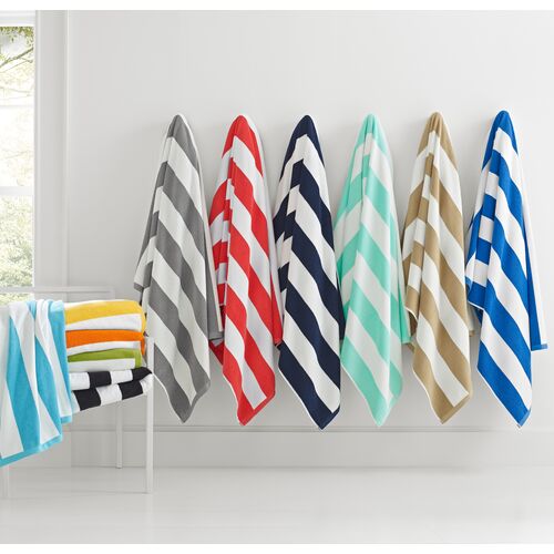Cabana Stripe Beach Towel, Aqua 2 Cabana Stripe Beach Towel, Aqua