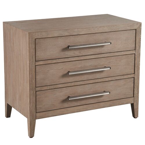 Vivian 3-Drawer Nightstand, Gray Oak 1 Vivian 3-Drawer Nightstand, Gray Oak