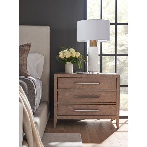 Vivian 3-Drawer Nightstand, Gray Oak 4 Vivian 3-Drawer Nightstand, Gray Oak