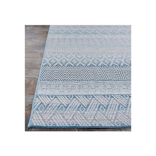 Palm Beach Outdoor Rug, Surf/Ivory 5 Palm Beach Outdoor Rug, Surf/Ivory