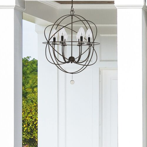 Solaris Outdoor 6-Light Chandelier, Bronze 2 Solaris Outdoor 6-Light Chandelier, Bronze