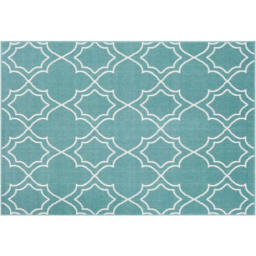 Sita Outdoor Rug, Teal/White 1 Sita Outdoor Rug, Teal/White