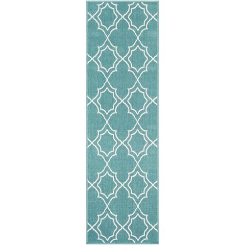Sita Outdoor Rug, Teal/White 4 Sita Outdoor Rug, Teal/White