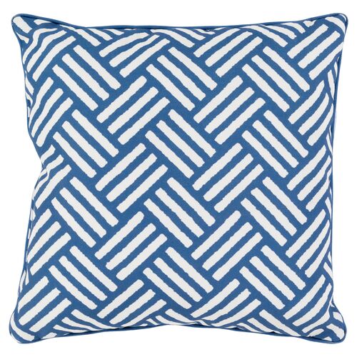 Basket-Weave 16x16 Outdoor Pillow, Blue 1 Basket-Weave 16x16 Outdoor Pillow, Blue