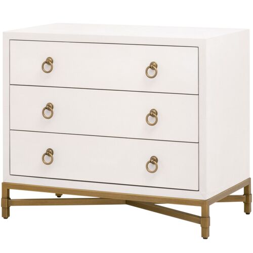 Sophia Shagreen 3-Drawer Nightstand, Pearl/Brushed Gold 1 Sophia Shagreen 3-Drawer Nightstand, Pearl/Brushed Gold