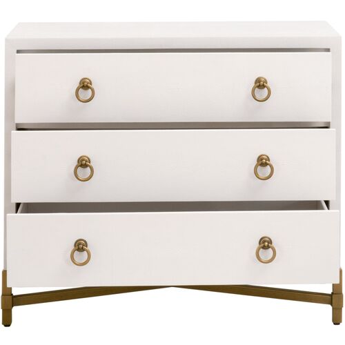 Sophia Shagreen 3-Drawer Nightstand, Pearl/Brushed Gold 3 Sophia Shagreen 3-Drawer Nightstand, Pearl/Brushed Gold