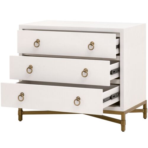 Sophia Shagreen 3-Drawer Nightstand, Pearl/Brushed Gold 4 Sophia Shagreen 3-Drawer Nightstand, Pearl/Brushed Gold