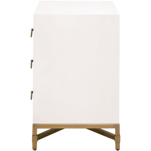 Sophia Shagreen 3-Drawer Nightstand, Pearl/Brushed Gold 5 Sophia Shagreen 3-Drawer Nightstand, Pearl/Brushed Gold