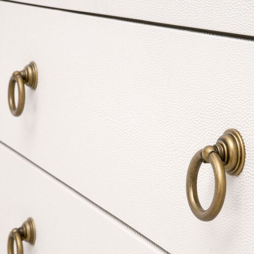 Sophia Shagreen 3-Drawer Nightstand, Pearl/Brushed Gold 7 Sophia Shagreen 3-Drawer Nightstand, Pearl/Brushed Gold