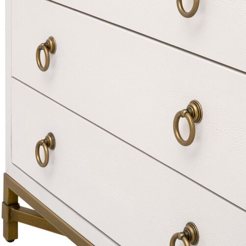 Sophia Shagreen 3-Drawer Nightstand, Pearl/Brushed Gold 8 Sophia Shagreen 3-Drawer Nightstand, Pearl/Brushed Gold