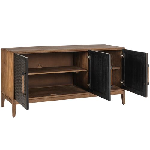 Tate 3-Door Cabinet, Brown/Black 3 Tate 3-Door Cabinet, Brown/Black