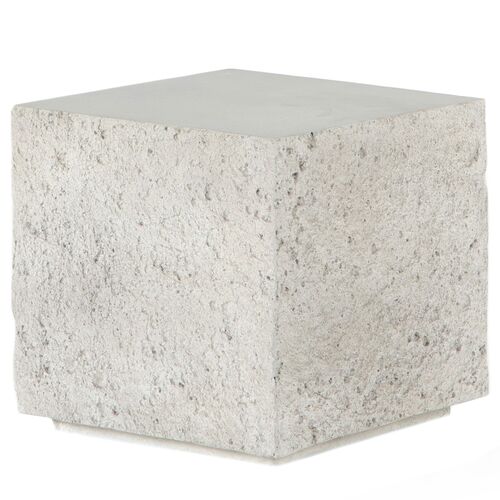 Celeste Outdoor Square End Table, Matte White Concrete 1 Celeste Outdoor Square End Table, Matte White Concrete