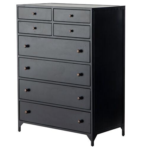 Coraline 8-Drawer Tall Dresser, Black 1 Coraline 8-Drawer Tall Dresser, Black