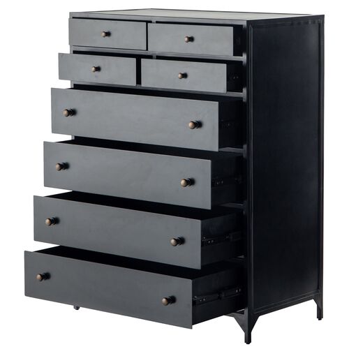 Coraline 8-Drawer Tall Dresser, Black 6 Coraline 8-Drawer Tall Dresser, Black