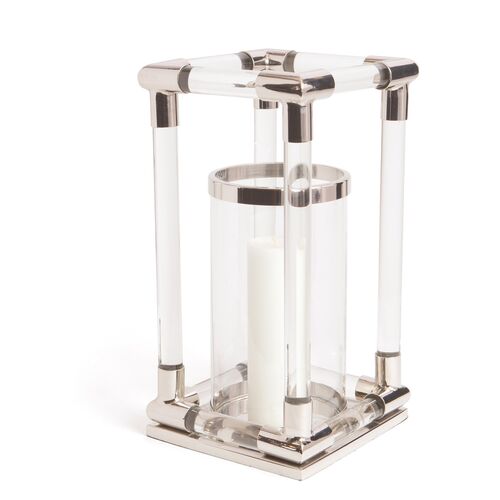 19" Loyd Deco Lantern, Silver/Clear 1 19" Loyd Deco Lantern, Silver/Clear