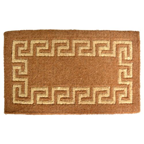 Greek Key Outdoor Mat, Brown 1 Greek Key Outdoor Mat, Brown