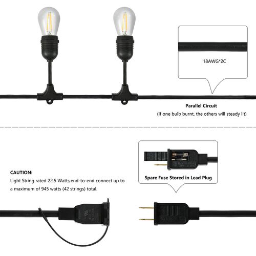Soros 15-Light Outdoor String Lights, Black 7 Soros 15-Light Outdoor String Lights, Black
