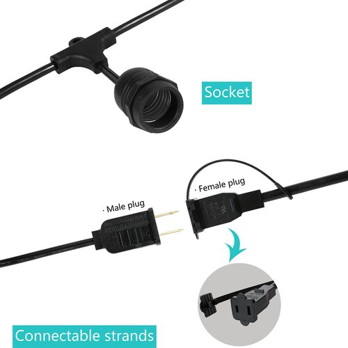 Soros 15-Light Outdoor String Lights, Black 9 Soros 15-Light Outdoor String Lights, Black