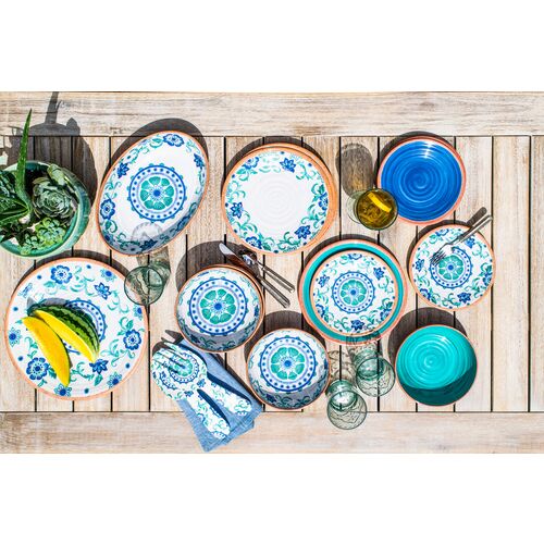 S/6 Claudia Floral Bowl, Turquoise 2 S/6 Claudia Floral Bowl, Turquoise