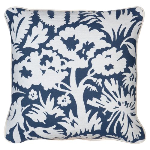 Farah Outdoor Pillow, Navy/White 1 Farah Outdoor Pillow, Navy/White