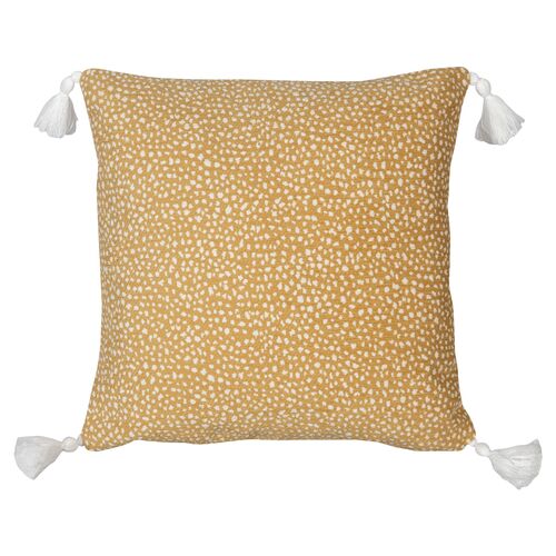 Nora Spot Outdoor Pillow, Straw/White