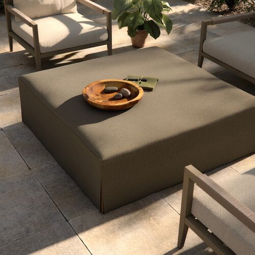 Bondhi Oudoor Ottoman, Washed Brown Teak/Grey 2 Bondhi Oudoor Ottoman, Washed Brown Teak/Grey